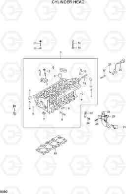 9080 CYLINDER HEAD 15L/18L/20LA-7, Hyundai