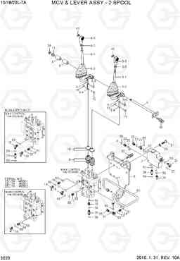 3020 MCV & LEVER ASSY - 2 SPOOL 15/18/20L-7A, Hyundai