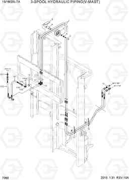 7060 3-SPOOL HYDRAULIC PIPING (V-MAST) 15/18/20L-7A, Hyundai