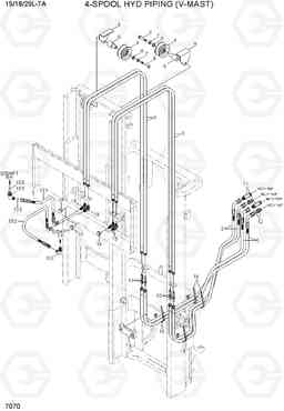 7070 4-SPOOL HYDRAULIC PIPING (V-MAST) 15/18/20L-7A, Hyundai