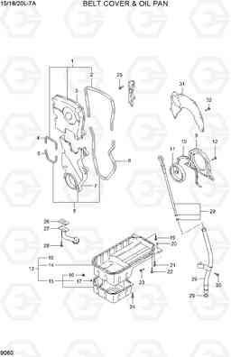 9060 BELT COVER & OIL PAN 15/18/20L-7A, Hyundai