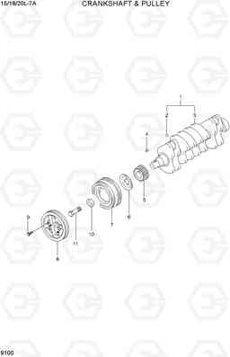 9100 CRANKSHAFT & PULLEY 15/18/20L-7A, Hyundai