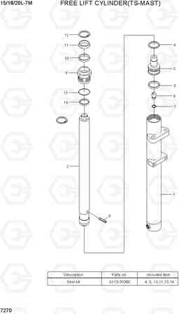 7270 FREE LIFT CYLINDER (TS-MAST) 15/18/20L-7M, Hyundai