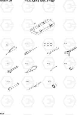 8030 TOOLS (FOR SINGLE TIRE) 15/18/20L-7M, Hyundai