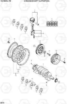 9070 CRANKSHAFT & PISTON 15/18/20L-7M, Hyundai