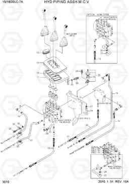 3010 3-SPOOL CONTROL VALVE LEVER(STD) 15LC/18LC/20LCA-7, Hyundai