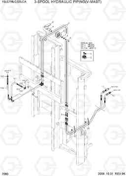 7060 3-SPOOL HYDRAULIC PIPING (V-MAST) 15LC/18LC/20LCA-7, Hyundai