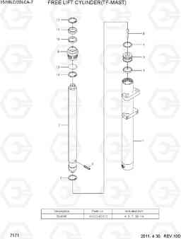 7171 FREE LIFT CYLINDER (TF-MAST) 15LC/18LC/20LCA-7, Hyundai