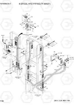 7190 4-SPOOL HYDRAULIC PIPING (TF-MAST) 15LC/18LC/20LCA-7, Hyundai