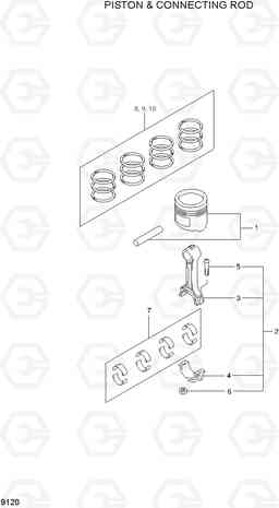 9120 PISTON & CONNECTING ROD 15LC/18LC/20LCA-7, Hyundai