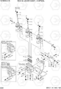 3020 MCV & LEVER ASSY - 3 SPOOL 15LC/18LC/20LC-7A, Hyundai