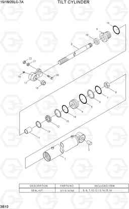 3B10 TILT CYLINDER 15LC/18LC/20LC-7A, Hyundai