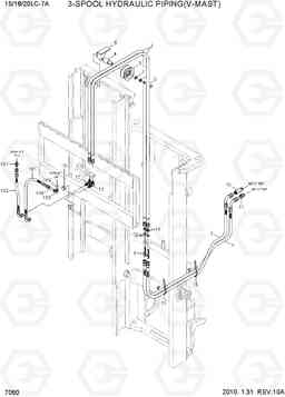 7060 3-SPOOL HYDRAULIC PIPING (V-MAST) 15LC/18LC/20LC-7A, Hyundai