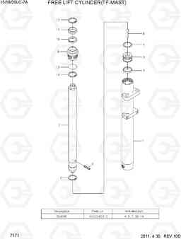 7171 FREE LIFT CYLINDER (TF-MAST) 15LC/18LC/20LC-7A, Hyundai