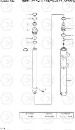 7270 FREE LIFT CYLINDER (TS-MAST) 15LC/18LC/20LC-7A, Hyundai