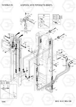 7290 4-SPOOL HYDRAULIC PIPING (TS-MAST) 15LC/18LC/20LC-7A, Hyundai