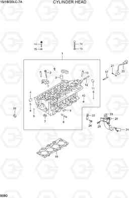 9080 CYLINDER HEAD 15LC/18LC/20LC-7A, Hyundai