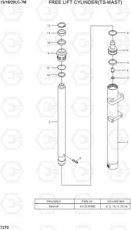 7270 FREE LIFT CYLINDER(TS-MAST) 15/18/20LC-7M, Hyundai