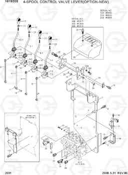 2031 4-SPOOL CONTROL VALVE LEVER(OPTION-NEW) 16/18/20B-7, Hyundai