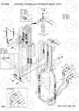 7290 4-SPOOL HYDRAULIC PIPING (TS-MAST) 16/18/20B-7, Hyundai