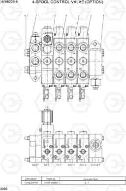 3030 4-SPOOL CONTROL VALVE (OPTION) 16/18/20B-9, Hyundai