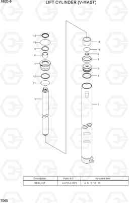 7065 LIFT CYLINDER (V-MAST) 180D-9, Hyundai