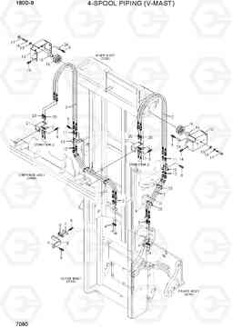 7080 4-SPOOL PIPING (V-MAST) 180D-9, Hyundai