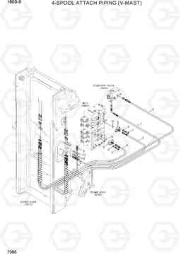 7085 4-SPOOL ATTACH PIPING (V-MAST) 180D-9, Hyundai