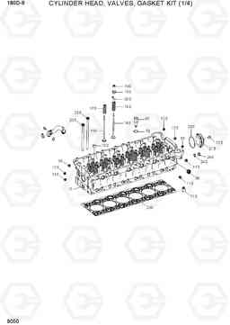 9050 CYLINDER HEAD,VALVES,GASKET KIT (1/4) 180D-9, Hyundai