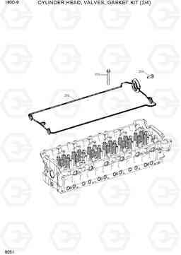 9051 CYLINDER HEAD,VALVES,GASKET KIT (2/4) 180D-9, Hyundai