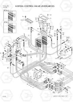 3036 6-SPOOL CONTROL VALVE LEVER(-#0132) 180D-7E, Hyundai