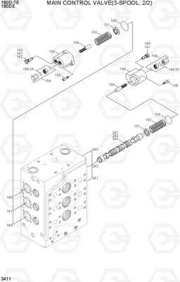 3411 MAIN CONTROL VALVE(3-SPOOL, 2/2) 180D-7E, Hyundai