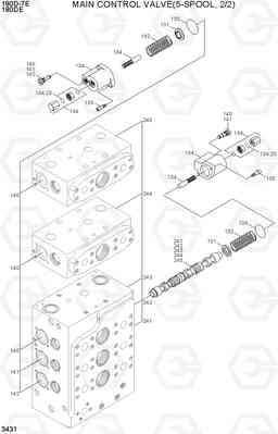 3431 MAIN CONTROL VALVE(5-SPOOL, 2/2) 180D-7E, Hyundai