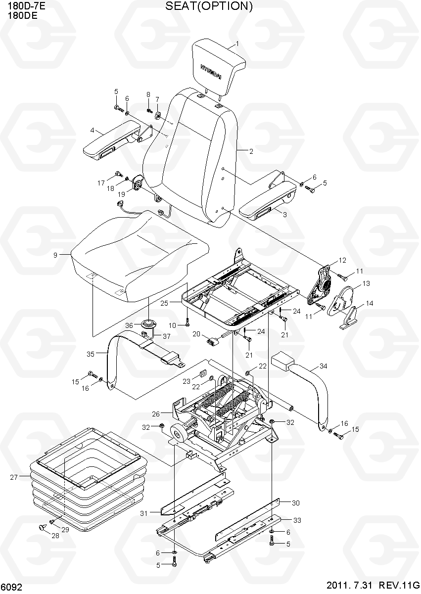 6092 LONG BACK,W/O HEATED,LEATHER 180D-7E, Hyundai