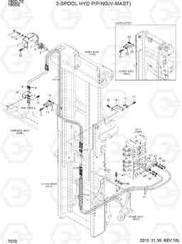 7070 3-SPOOL HYD PIPING (V-MAST) 180D-7E, Hyundai