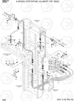 7080 4-SPOOL HYD PIPING 1(V-MAST, F/P 100D) 180D-7E, Hyundai