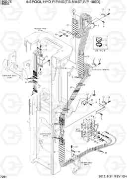 7281 4-SPOOL HYD PIPING 1(TS-MAST, F/P 100D) 180D-7E, Hyundai