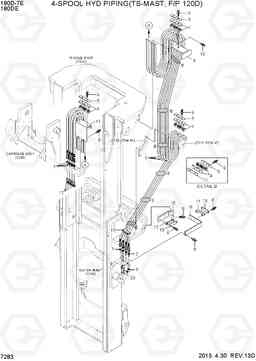 7283 4-SPOOL HYD PIPING 2(TS-MAST, F/P 120D) 180D-7E, Hyundai