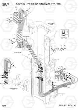 7290 5-SPOOL HYD PIPING 1(TS-MAST, F/P 100D) 180D-7E, Hyundai