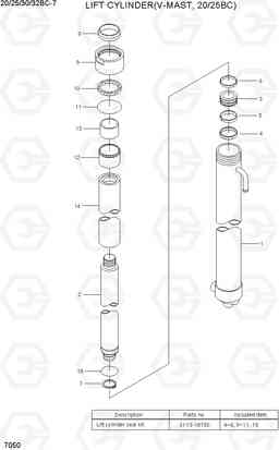 7050 LIFT CYLINDER(V-MAST, 20/25BC) 20/25/30/32BC-7, Hyundai