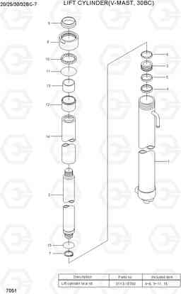 7051 LIFT CYLINDER(V-MAST, 30BC) 20/25/30/32BC-7, Hyundai