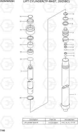 7160 LIFT CYLINDER(TF-MAST, 20/25BC) 20/25/30/32BC-7, Hyundai