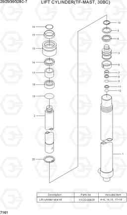 7161 LIFT CYLINDER(TF-MAST, 30BC) 20/25/30/32BC-7, Hyundai