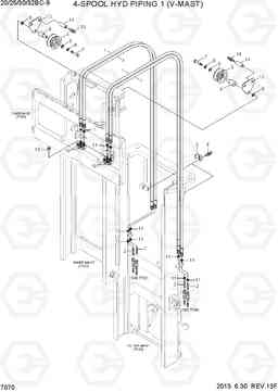 7070 4-SPOOL HYD PIPING(V-MAST) 20/25/30/32BC-9, Hyundai