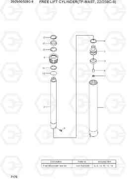 7170 FREE LIFT CYLINDER(TF-MAST, 20/25BC-9) 20/25/30/32BC-9, Hyundai