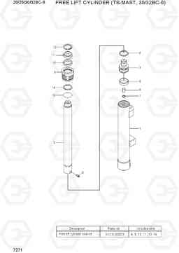 7271 FREE LIFT CYLINDER(TS-MAST, 30/32BC-9) 20/25/30/32BC-9, Hyundai