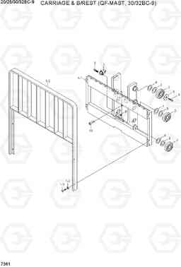 7361 CARRIAGE & B/REST (QF-MAST,30/32BC-9) 20/25/30/32BC-9, Hyundai