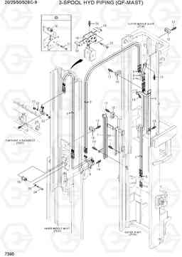 7390 3-SPOOL HYD PIPING(QF-MAST) 20/25/30/32BC-9, Hyundai