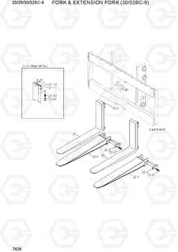 7626 FORK & EXTENSION FORK (30/32BC-9) 20/25/30/32BC-9, Hyundai