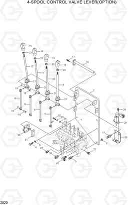 2020 4-SPOOL CONTROL VALVE LEVER(OPTION) 20BH/25BH/30BH-7, Hyundai